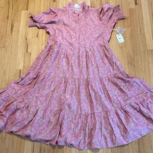 NWT Tuckernuck Hyacinth House Tan & Pink Vines Bennett Maxi Dress Sz XXL